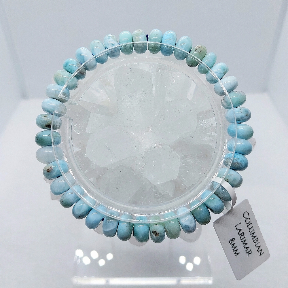 🩵 8mm MG "Rondelle" Columbian Larimar Bracelet